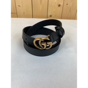 Leather Gucci Mini Black with Double G Belt Buckle